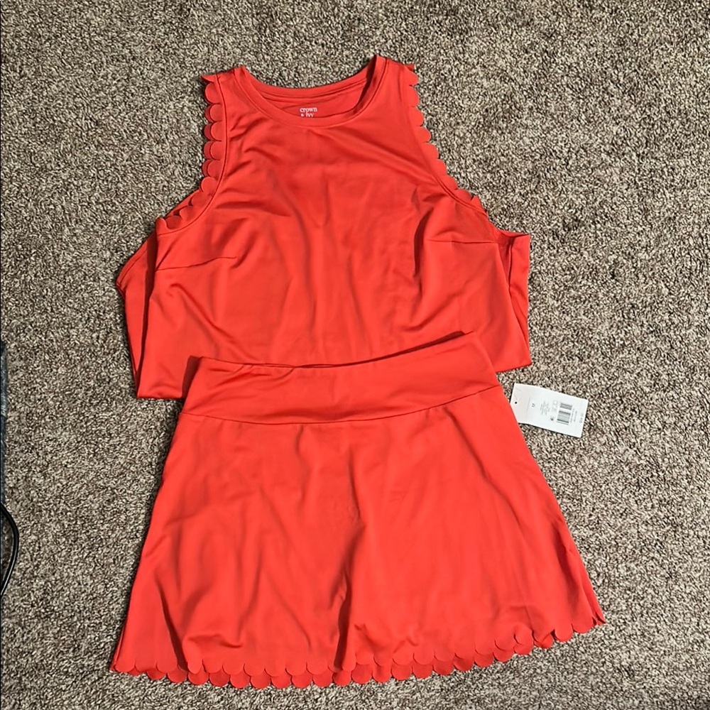 Coral Sleeveless Top and Skort Set